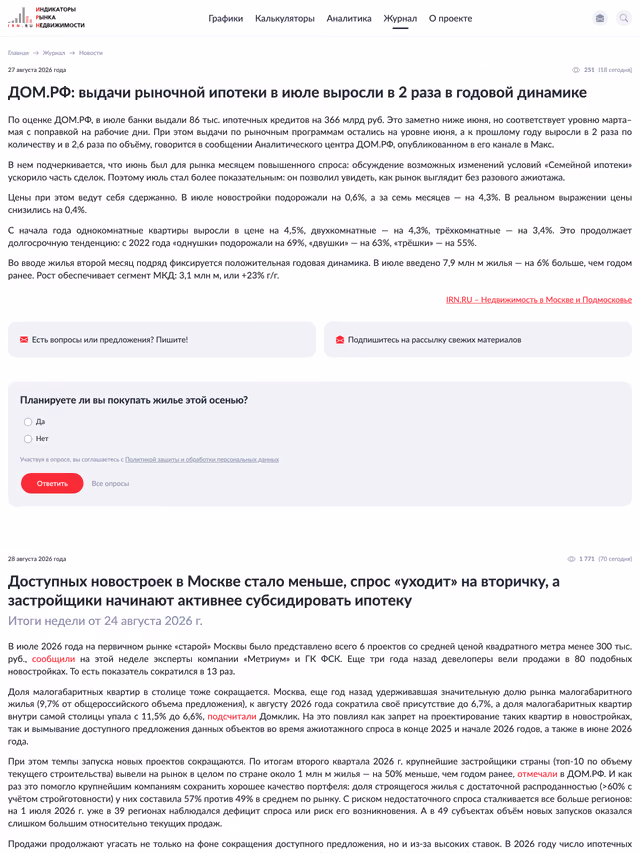 Пример публикации в «Индикаторы Рынка Недвижимости» — 3 из 3