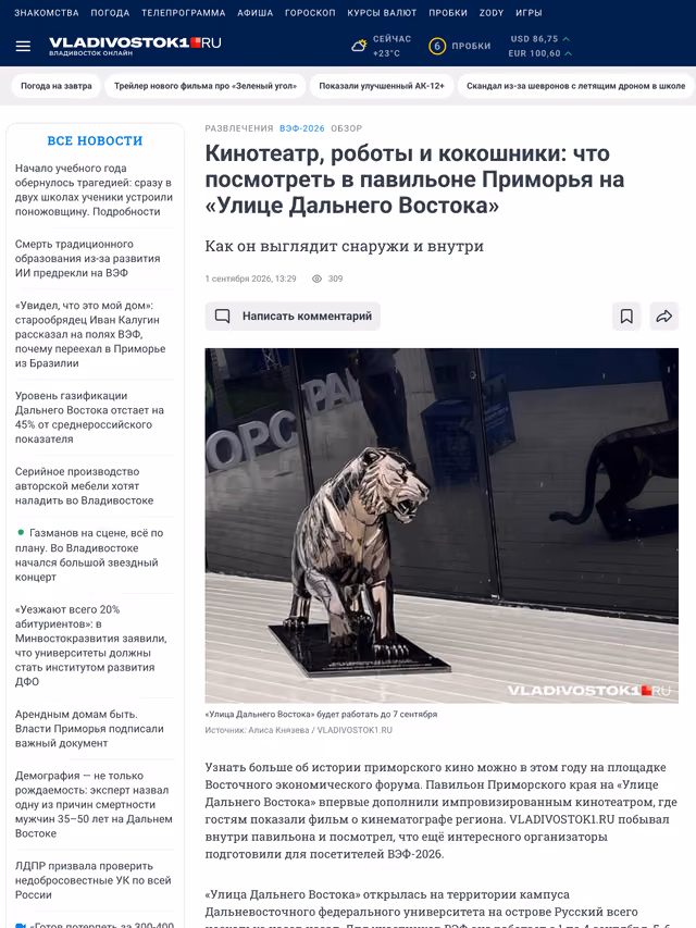 Пример публикации в «vladivostok1.ru» — 2 из 3