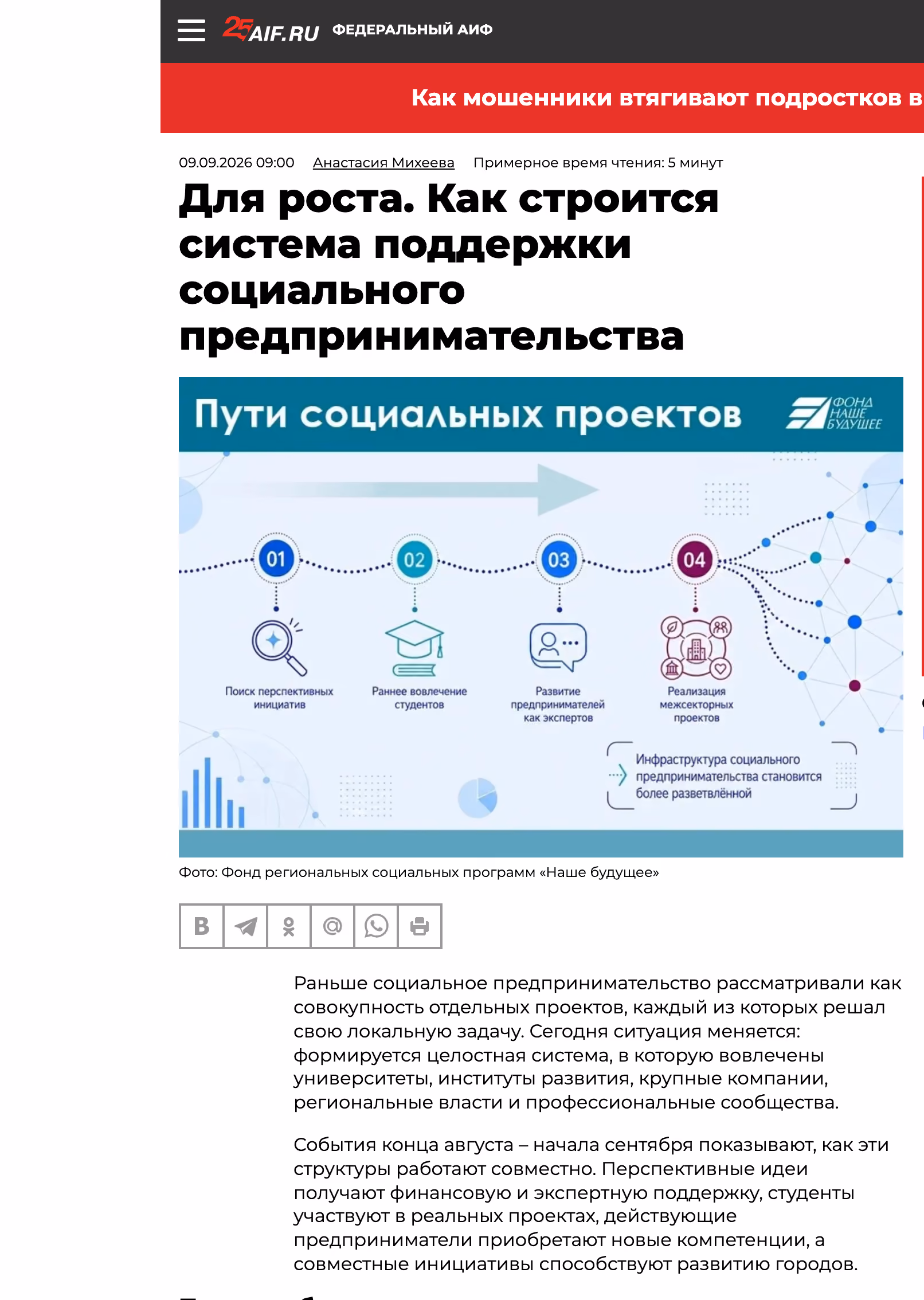 Пример публикации в «Аргументы и факты» — 1 из 3
